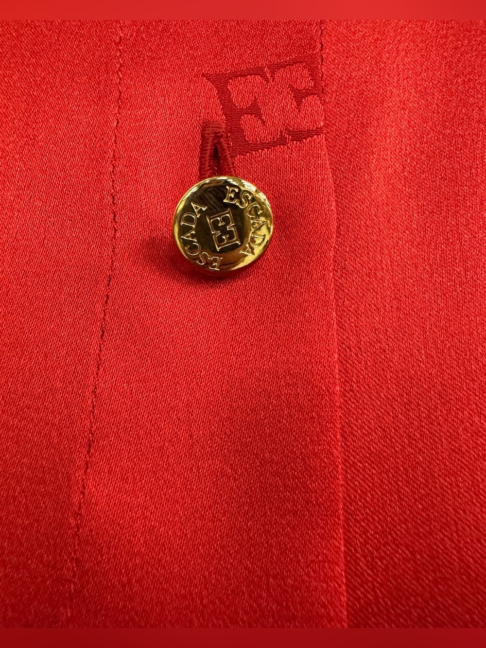 Escada vintage monogram silk jacquard satin button down top - Picture 3 of 11